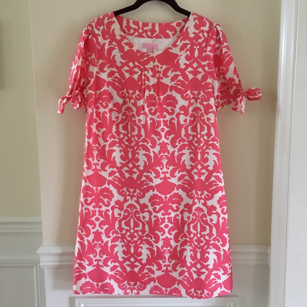 Lilly Pulitzer Pink and White Shift Dress, Size 4
